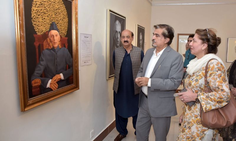Exhibition, Quaid, Begins, PNCA, Jamal Shah, CPEC, Minister, VIPs, Quaid-e-Azam