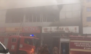 Saddar Shopping Centre in Peshawar Ravaged by Enormous Blaze