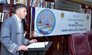Kazakhstan’s Ambassador, Pakistan, Yerzhan Kistafin, Kazakh philosopher, Abai Qunanbaiuly, 'The Book of Words', Kazakh-Urdu-English Phrase Book, National Library of Pakistan,
