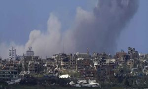 Gunfire heard large smoke cloud after strike near Gaza City